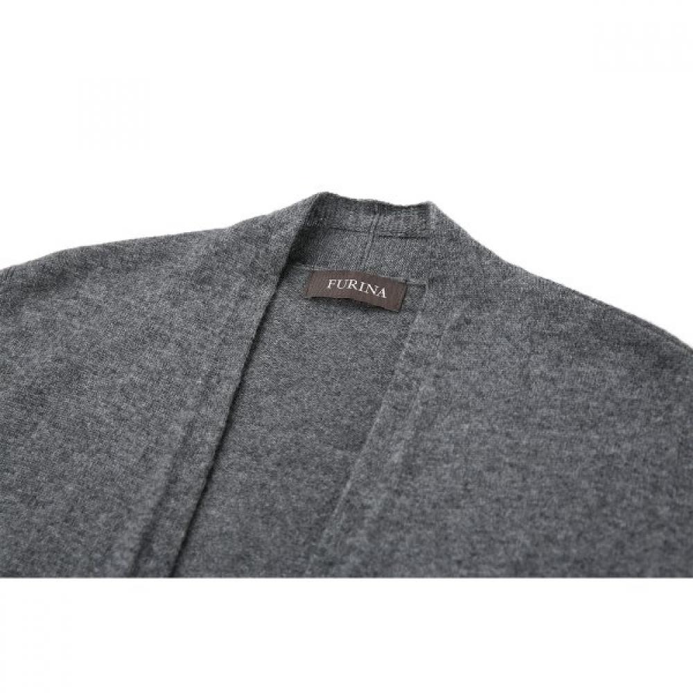 Furina Olive Cashmere Wool Long Vest