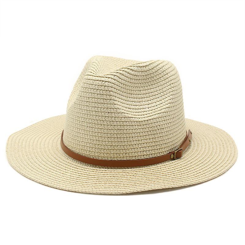 Hot Summer Sunscreen Outdoor Shade Panama Hat White Flat-brimmed Retro Jazz Top Hat Men's and Women's Hats
