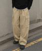 MOZMOZ Single-Pleat Cotton Wide Cargo Pants 3 Colors