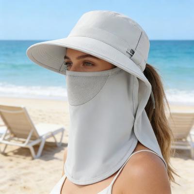 Sluneční klobouk Odnímatelný chránič obličeje Šála 3 v 1 Nadměrný klobouk na ochranu před sluncem s UV ochranou Tkanina Prodyšný Otvor pro culík Outdoorový klobouk