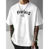 European Sizes Men'S American Street Retro Style Fearless Gothic Letter And Dove Illustration Slogan Print Short Sleeve Shirt