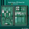 24-Piece Nail Clippers Set Dark-Green Manicure Dead Skin Scissors Nail Tool Set