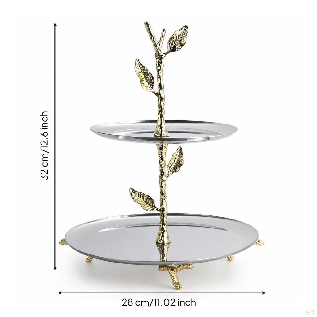 Fruit Tray with Leaf Accents Decorative Two-Tier Easy To Clean for Tabletop