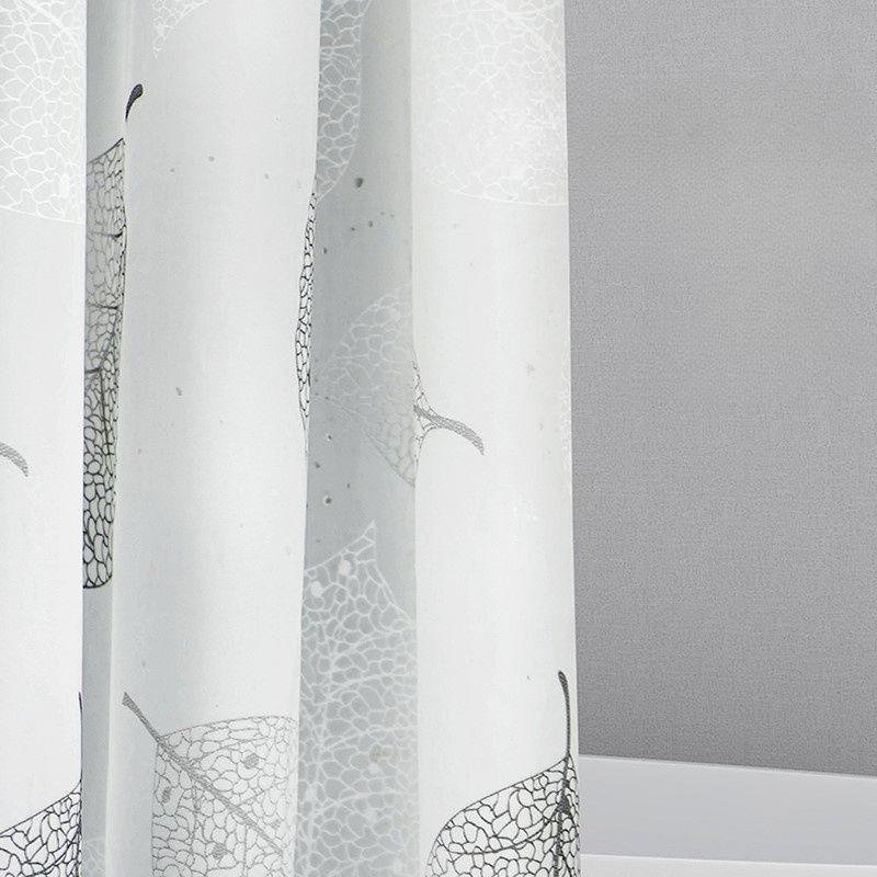 Shower Curtain Gray White Leave Curtains for Toilet Water Resistant PVEA Fabric Bathroom Curtain Modern Style with Hooks 111cm