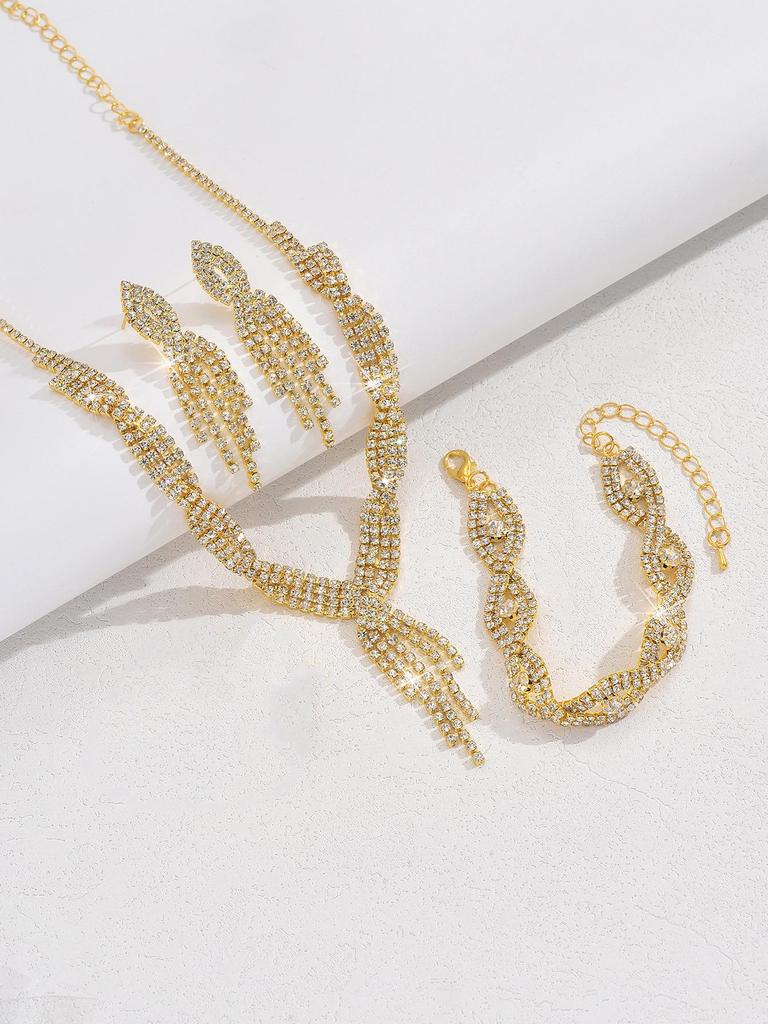 Silberschmuck-Set: Damen-Hochzeitsfotografie-Accessoires mit Halskette & Ohrringen in unabhängiger Verpackung