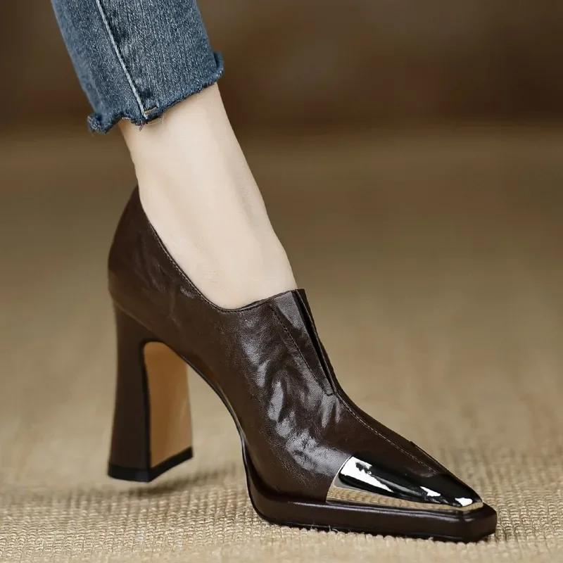 Women High Heel Loafers Pointed Toe Sexy Shoes Retro Fad Designer New Brand Luxury Sandals Hot Sale Zapatillas De Mujer