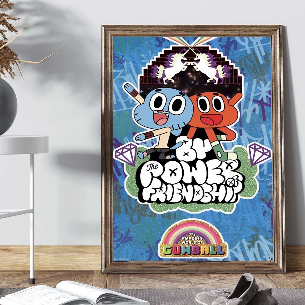 Uimitorul Amuzant W-world Of Gumball Poster Postere Anime Lipicioase Calitate HD Artă de Perete Postere Retro pentru Casă Decor Cameră Kawaii