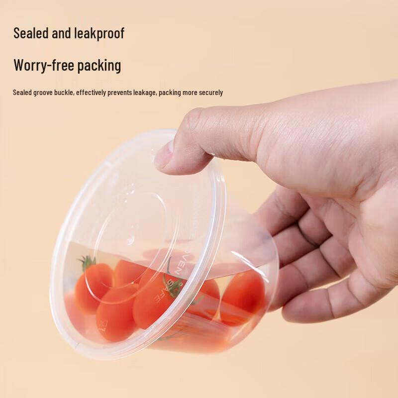 Jiexiangjia Disposable Round Plastic Takeout Containers with Lids