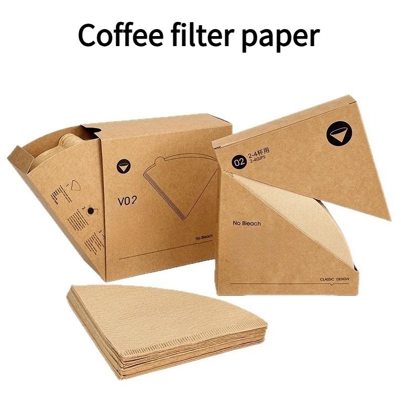 1PACK Hand Drip Coffee Filter Paper Cone Log Pulp V-Funnel Americano Coffee Machine Drip Filter Paper 1-2/2-4 Servings
