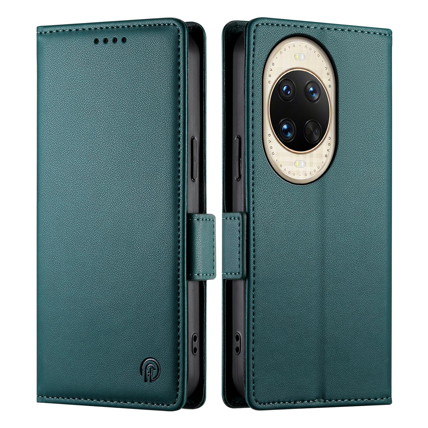 

For Huawei nova 14 Ultra 5G Stand Case PU Leather Wallet Phone Cover Blackish Green