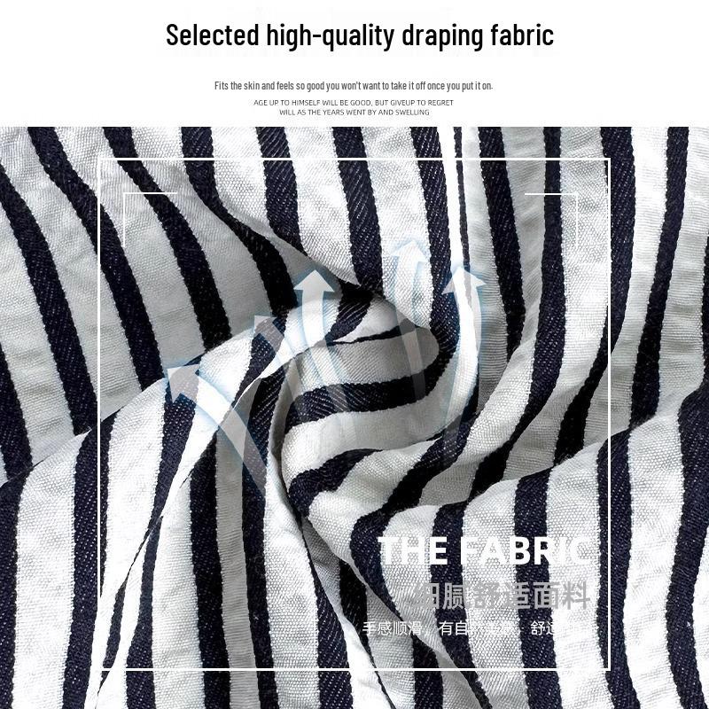 Women's Slimming High Waist Striped Pants: Black/White, Loose Straight-Leg, Petite 145, Wide-Leg, Summer 2025 Collection