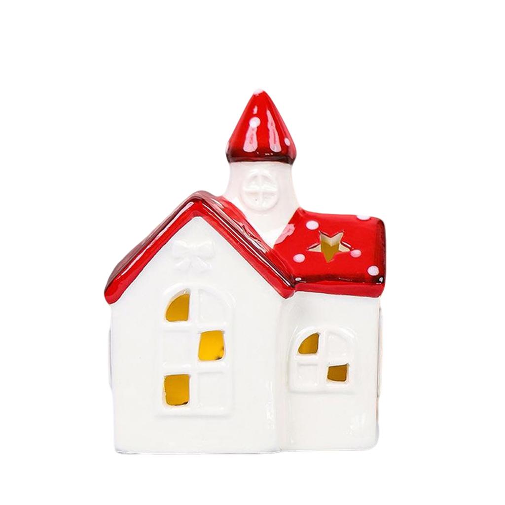 Christmas, Ceramic Small House, Snowman, Deer, Old Man, Hollow Design, Christmas Handicraft Ornaments, LED Light Atmosphere Decoration, Small Gift