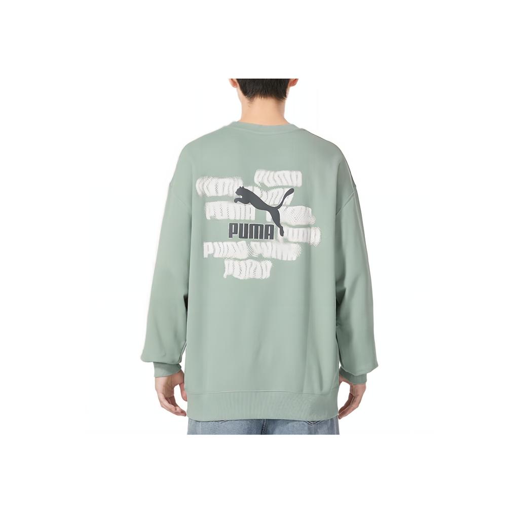 Puma Classics Logo Print Casual Sports Pullover Sweatshirt Men Sweatshirt Green 624941-54
