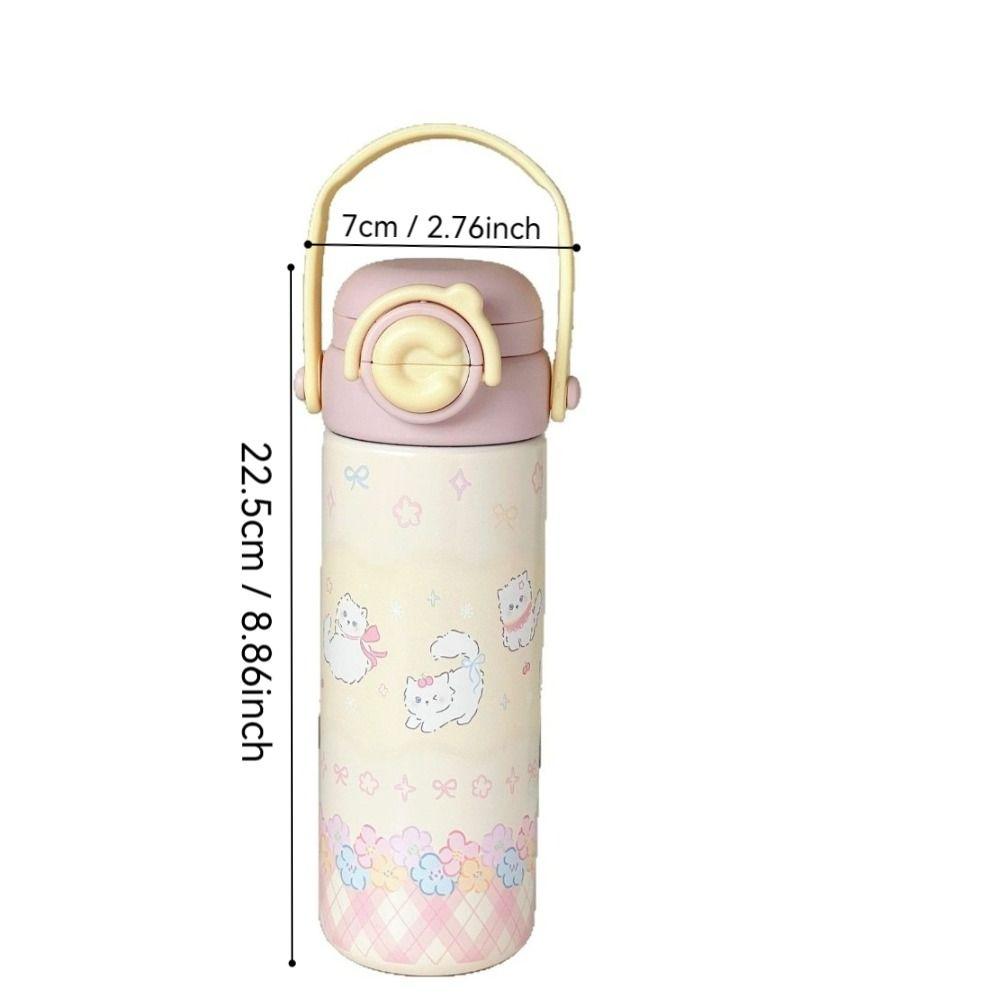 Cartoon Kitten Water Bottles 316 Stainless Steel Vacuum Mug Trendy Insulated Cup  for Lady Girls