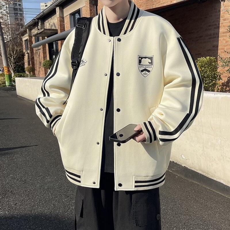 SongXier Men s Badge Baseball Jacket 2XL