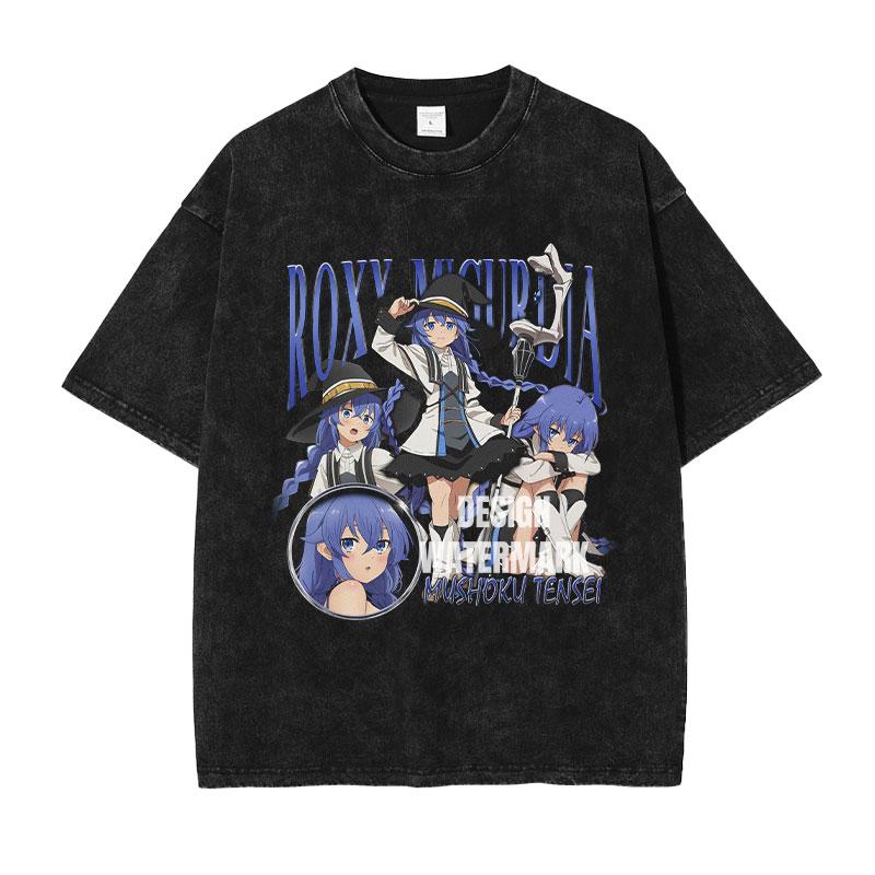 Anime MMushoku Tensei Magliette Oversize Vintage Lavate Unisexga Greyrat Eris Maglietta Roxy Maglietta Sylphiette Top T-shirt Cotone