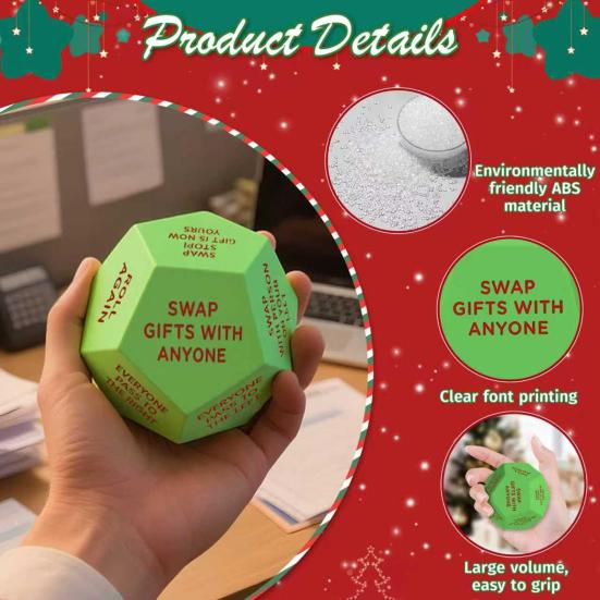 Hilarious Exchange Party Game Dice Christmas Stocking Stuffers Gift Exchange Dice Game 12 Sides Family Party Game for Men Women Adults
