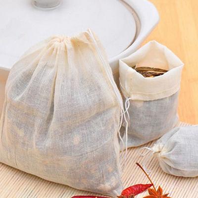 Filterbeutel aus Baumwollmusselin mit Kordelzug, 10 Stück, zum Teekochen und Gewürzaufgießen