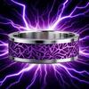 Purple Lightning Stainless Steel Ring with Fiber Pattern - High-Quality Commemorative Gift