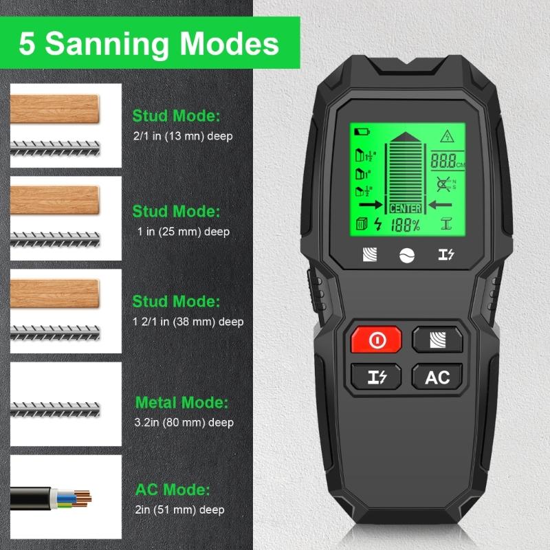 Stud Finder Wandscanner 7in1 Bolzendetektoren mit intelligentem Mikroprozessor-Chip Digitalanzeige Bolzen-Sensor-Finder