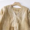 Real Shot Summer New Cotton and Linen Literary and Retro Medium and Long Short-sleeved Dress Women