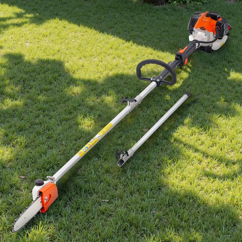 Gas Pole Saw, 25CC 2 Stroke Gas Powered Pole Saws with 20.3 cm Cutting Bar, Cordless Tree Trimmer with 650ml Fuel Tank, 2 to 2.74 m Extendable,