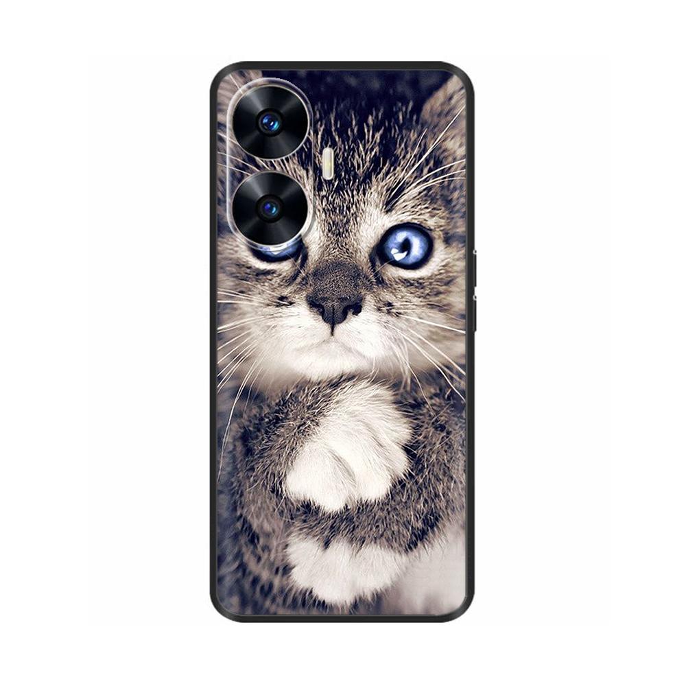 For Realme C55 Case C 55 4G Soft Silicone Back Cases For OPPO Realme C55 RealmeC55 Phone Back Cover 6.72" Black Bumper TPU Para