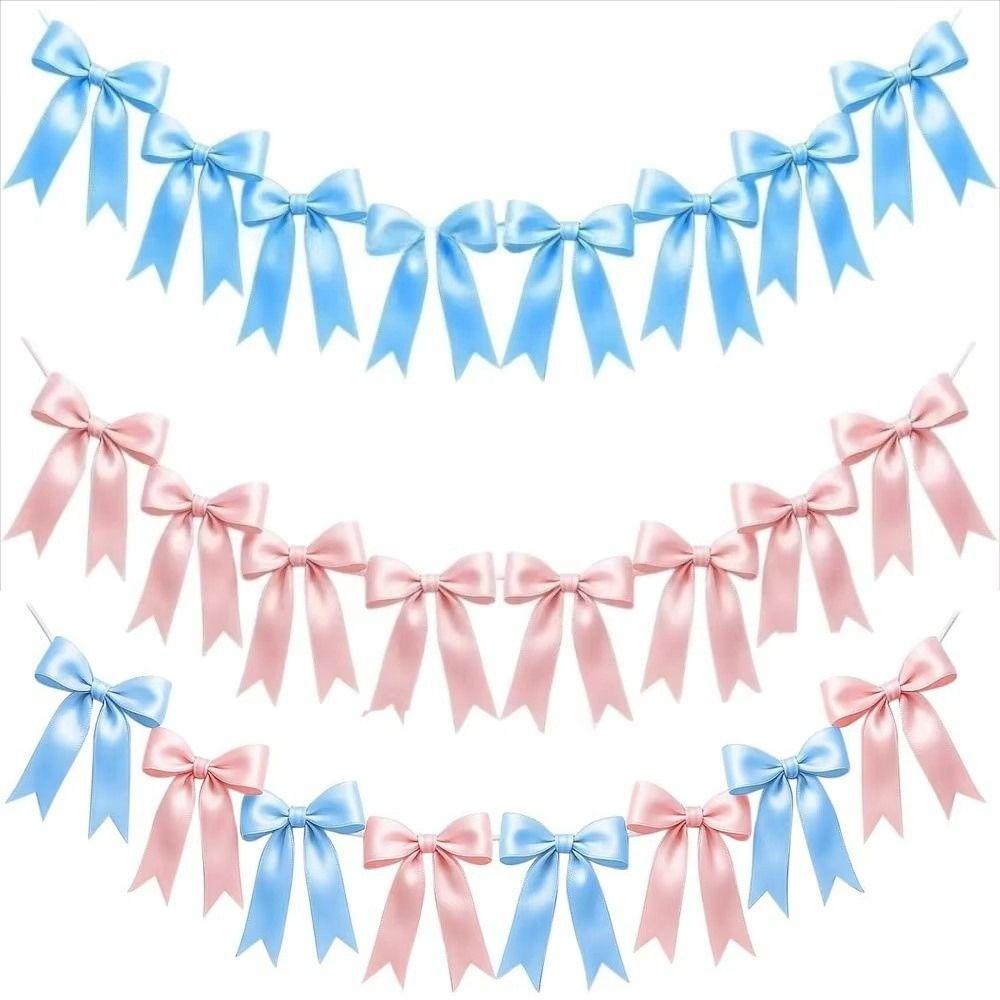 Satin Bow Garland Banner Bowknot Hanging Bow Decoration New Bowknot Garland Baby Shower