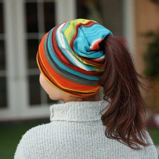 Damska elastyczna, w paski, turban, opaska na głowę, czapka z daszkiem i plisowana chustka na głowę