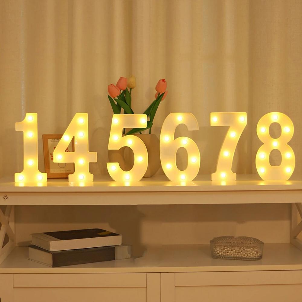 Number 0-9 LED Lights Luminous  Lamp Wedding Decorative Night Light Birthday Party Bedroom Home Decoration