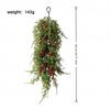 With Red Berries & Pine Cones Christmas Teardrop Door Swag DIY Hanging Door Greenery  Front Door