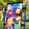 Stehendes Ziel-Wurfspiel-Set mit vier weichen Bällen, verstellbarem Rahmen für den Innen- und Außenbereich, geeignet für Familien-Hinterhof und Partys