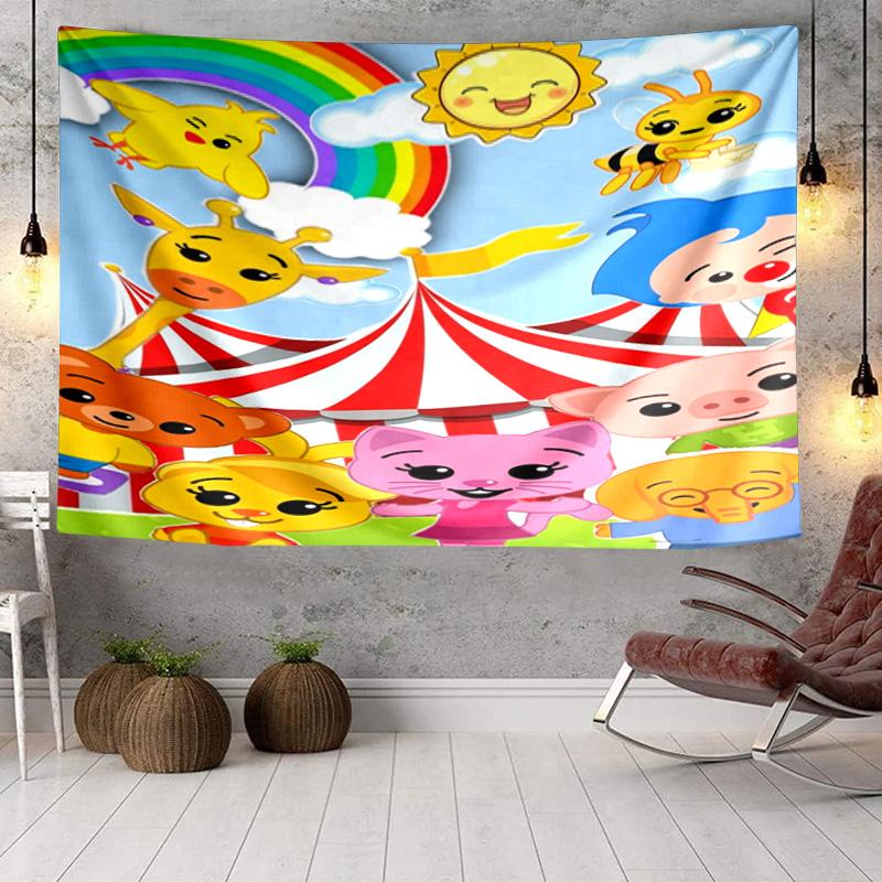 Happy Plim Friends Tapestry, Unique Design Tapestry, Wall Decor for Bedroom,Livingroom, Playroom,Heartwarming Fan Holiday Gifts