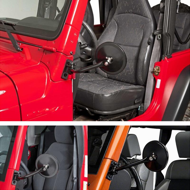 Car Rearview Side Mirror Adjustable Door Hinge Side Rear View Mirrors for Jeep Wrangler CJ YJ TJ JK JL 1997-2023