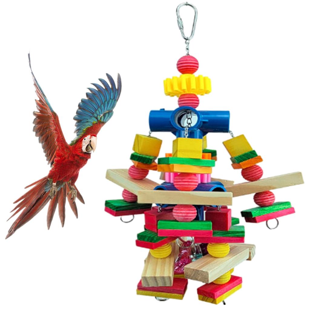 Pet Bird Chew Toy Natural Wood Blocks Cluster for Cockatiel Conure Cockatoos Teeth Grinding Perfect for Cage Bird