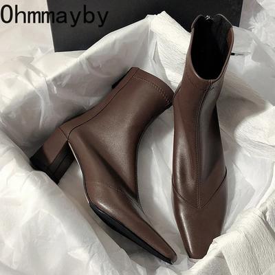 Women's Autumn Ankle Boots Fashion Pointed Toe High Heel Short Boats Ladies Elegant Morder Bootties