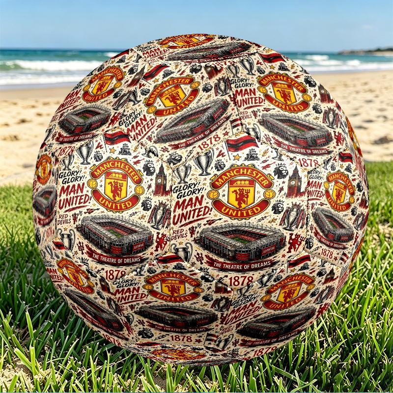 Manchester United F.C Print Size 5 Soccer Ball, PU Wear Resistant Football for Match Training and Daily Practice, Birthday Gift for Soccer Fans