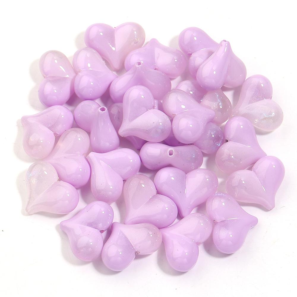 5pcs/lot Colorful Glitter Heart Shape Beads Big Hole Loose Spacer Acrylic Beads For DIY Charms Bracelet Phone Chains Accessories