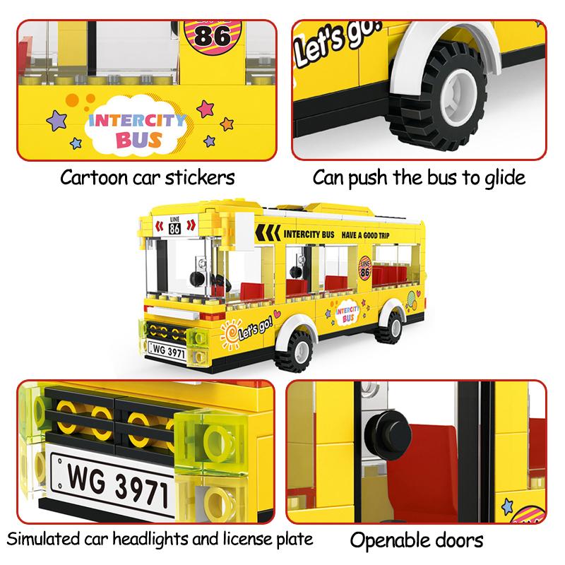 Město Londýn Autobus Cihlový Dvoupatrový školní autobus Model Vozidla Auto pro Děti Hračky Dárky Technické Stavební Bloky