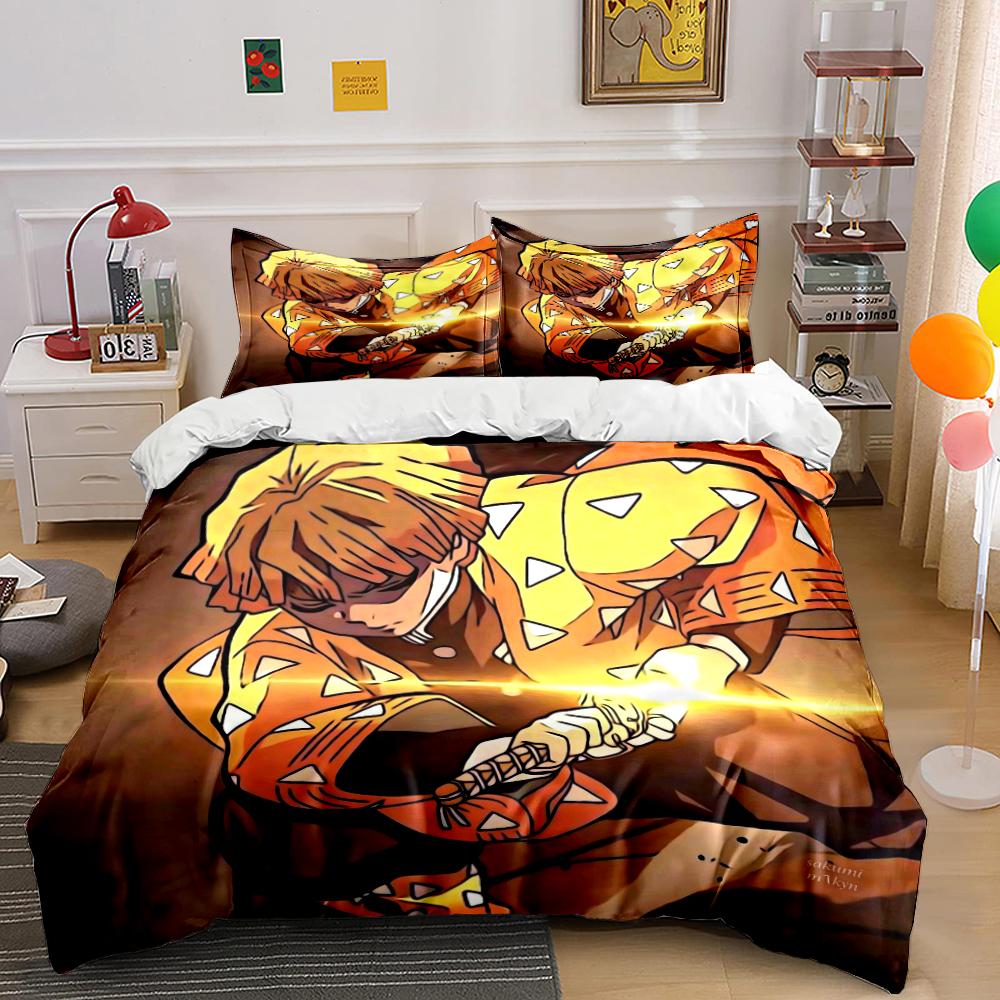 Anime Style Orange Bedding Set Printing Bedding Set (1 Duvet Cover, 2 Pillowcases, Duvet Not Included)