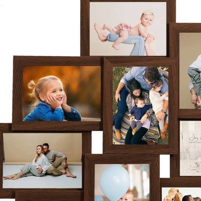 VidaXL Collage de cadres photo de photo 10x(10x15 cm) Marron foncé MDF