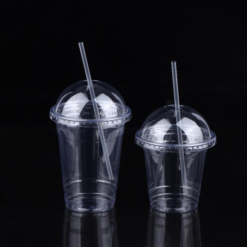 10 Stück Einweg Klare Plastikbecher mit Deckel Oder 100 Strohhalme Für Fruchtsaft Milchtee Eiskaffee Kalte Getränke Zum Mitnehmen Partygebrauch