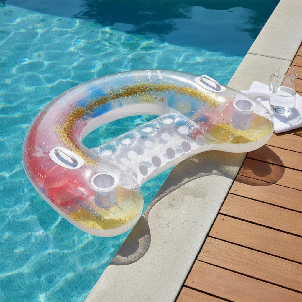 Inflatable Pool Chair Portable Featuring Drink Holders Easy Inflate/Deflate