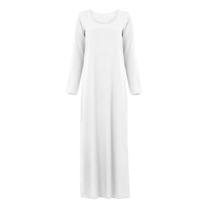 New Muslim Long Sleeve Cotton Inner Dress with Free Belt