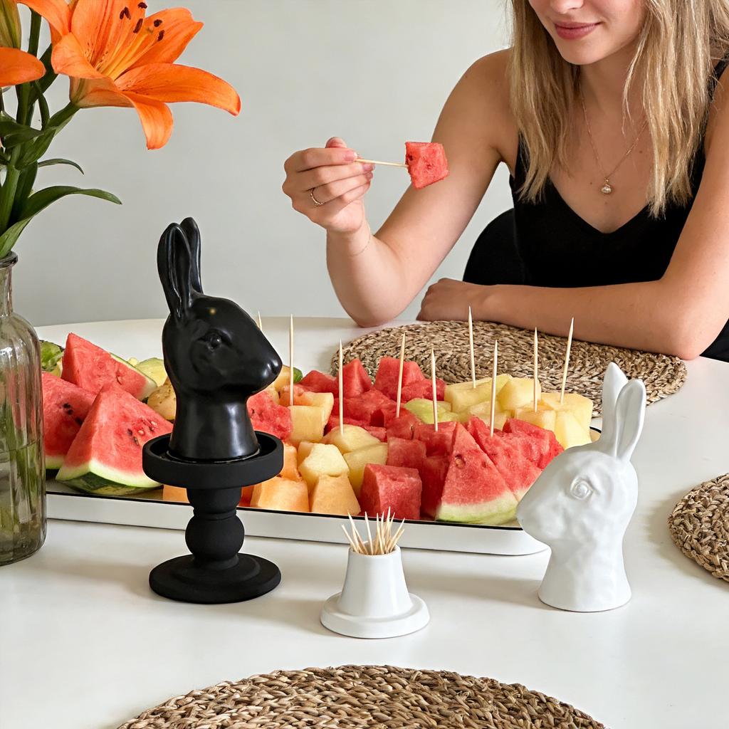 Head Toothpick Holder Creative Animal Shaped Decorative Figurine Silky Desktop Dispenser Cute 3D Statue Storage Jar For Kitchen D