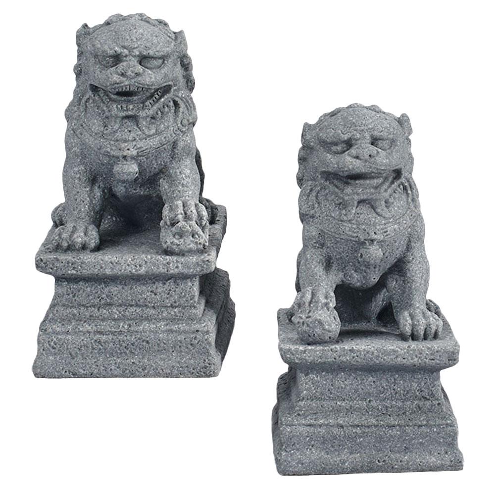 

Lion Statue Feng Statues Shui Foo Guardian Dogs Mini Stone Lion Decor Chinese Style Lion Statue Desktop Feng Shui Adornment 4.5x3cm серый
