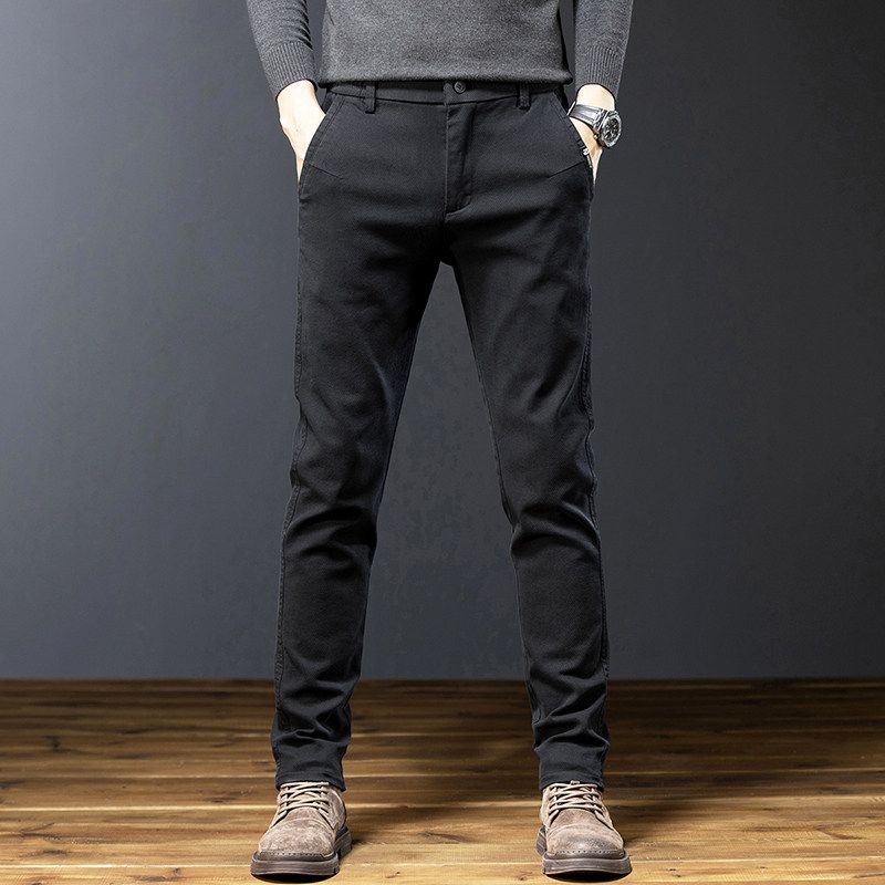Men's Slim Fit Tapered Business Casual Pants for Spring and Autumn, Versatile Straight-Leg Trousers