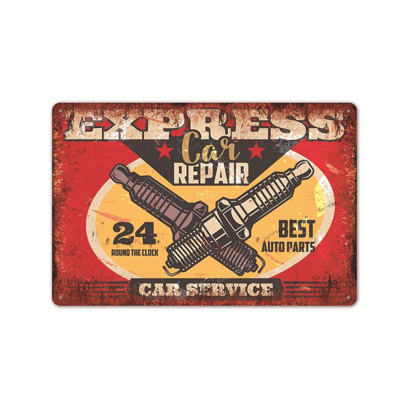 2024 American-Style Industrial Auto Repair Tin Sign - Frameless Decorative Wall Art
