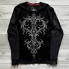 Moda Gotik Uzun Kollu Tişört Moda Yuvarlak Yaka Oversize Tişört Erkek Avrupa ve Amerika Baskılı Günlük Üstler Kadın Sokak Giyimi