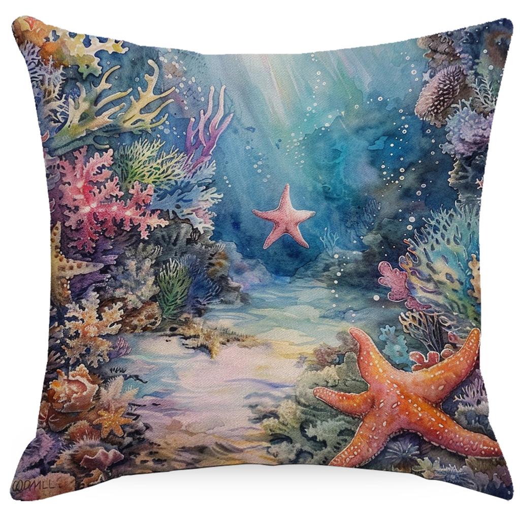 Colorful Marine Life Shell Pillowcase Summer Holiday Beach Hotel Decorative Cushion Cover
